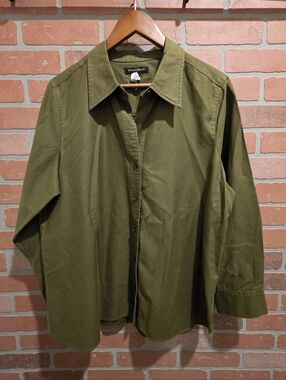 Banana Republic Olive Green Button-Front Shirt Jacket XL.     Sku 89